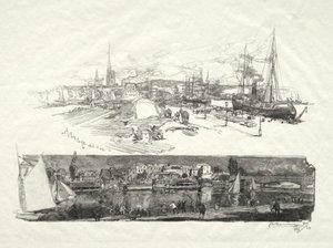 Resimli Rouen: Yeni Rıhtımlar-Ile La Croix, 1896. by Auguste Louis Lepère