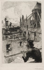 Notre Dame yakınlarındaki çatılarda by Auguste Louis Lepère