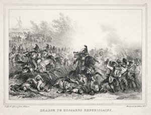 1833 Albümü: Charge of Republic Hussars by Auguste Raffet