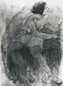 Isadora Duncan (1878-1927) (kalem ve kağıt üzerinde yıkama) by Auguste Rodin