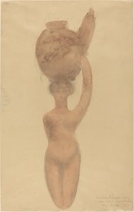 Vazo kafasına taşıyan çıplak kadın by Auguste Rodin