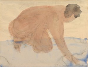 Eller ve dizler üzerinde çıplak figür, 1900-1910. by Auguste Rodin