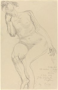 Sola Yaslanmış Oturan Çıplak Kadın by Auguste Rodin