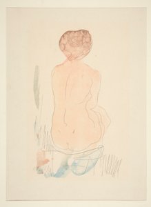 Oturan Çıplak, Arkadan Görünüş by Auguste Rodin