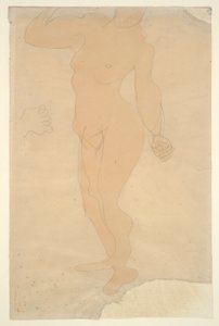 Ayakta Çıplak (kafa kağıdın kenarından kısmen kesilmiş) by Auguste Rodin