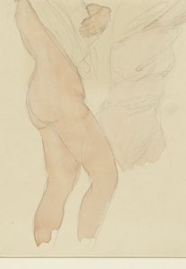 Gömleklerini çıkaran iki kadınla çalışma sayfası by Auguste Rodin