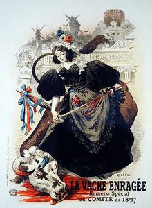 1897 Komitesi'nden özel bir numara olan 'Çılgın İnek' reklamını yapan bir posterin çoğaltılması by Auguste Roedel
