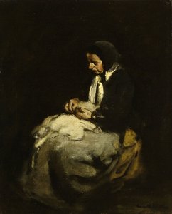 Dikiş diken kadın by Auguste Theodule Ribot