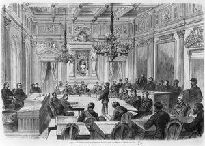 Members of the Commune in session at the Hotel de Ville, Salle des Maires, Paris, 1871  
