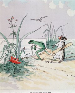 Kurbağa ve rata - “” Fables de La Fontaine” de, hasta. Auguste Vimar (1851-1916), Tours, A, Mame & Son