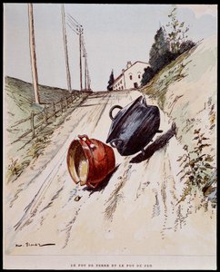 Toprak çömlek ve demir çömlek - “” Les Fables de La Fontaine” de, hasta. Auguste Vimar (1851-1916), Tours, A, Mame & Son