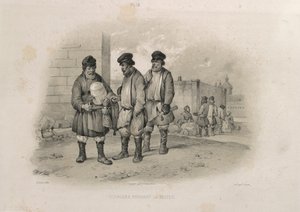 Sbiten içen inşaatçılar Kimden: The Construction of the Saint Isaacs Katedrali, 1845 by Auguste de Montferrand