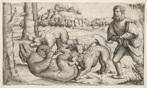 Ayı Avı, 1569. by Augustin Hirschvogel