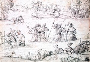 Yağmurda Balık Tutmak, c1513-1553 by Augustin Hirschvogel