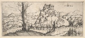 Yüksek Kayalar ve Kalelerle Peyzaj, 1546. by Augustin Hirschvogel
