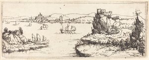 Yelkenli Teknelerle Manzara, 1546. by Augustin Hirschvogel