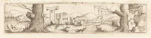 Dere ve Harabelerle Manzara, 1545. by Augustin Hirschvogel