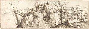 Bir göl ile manzara. by Augustin Hirschvogel