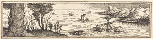 Göl ve Yelkenli Teknelerle Manzara, 1545. by Augustin Hirschvogel