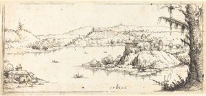 Merkezde Büyük Göl Manzarası, 1546. by Augustin Hirschvogel