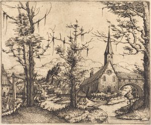 Köy Kilisesi ile Manzara by Augustin Hirschvogel