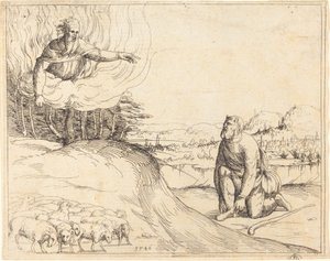 Musa ve Yanan Çalı, 1548. by Augustin Hirschvogel