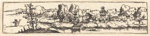 Aziz Christopher ile Nehir Manzarası by Augustin Hirschvogel