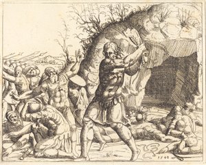 Şimşon Filistlileri Öldürür. by Augustin Hirschvogel