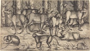 Ormandaki Geyikler, 1545. by Augustin Hirschvogel