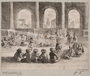 Dansçılar tarafından eğlendirilen bir şirket ile oryantal saray iç by Augustin John