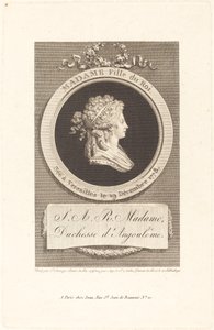 Marie-Thérèse-Charlotte, Angoulême Düşesi by Augustin de Saint Aubin after Piat Joseph Sauvage
