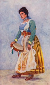 Sorrento#39;daki Tarantella Dansçısı (renkli litho)