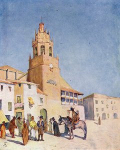 Ronda, Meydanda Bir Sahne (renkli taş baskı) by Augustine Fitzgerald