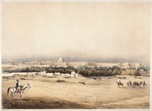 Ön planda Sir Charles Napier, ardından Scinde atının eskortu, Haydarabad, c.1850 (renkli taş)