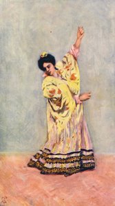 Tanga Dansı Yapan İspanyol Çingene (renkli taş baskı) by Augustine Fitzgerald