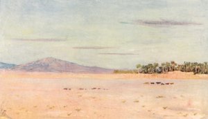 Biskra Yakınlarındaki Çöl (renkli lito) by Augustine Fitzgerald