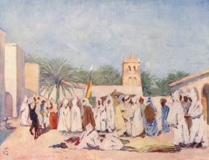 Pazar Yeri, Biskra (renkli lito) by Augustine Fitzgerald