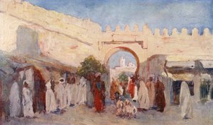 Town Gateway, Kairouan (renkli taş baskı) by Augustine Fitzgerald