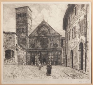 Assisi, S. Rufinus (kağıt üzerine gravür) by Augusto Baracchi