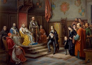 Trieste şairi Raffaele Zovenzoni tarafından Türklere karşı yürümeye zorlanan III. Friedrich, Augusto Tominz