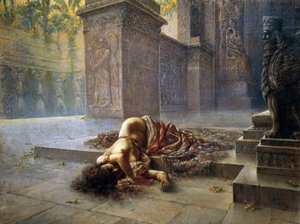 Nino'nun mezarında ölen Semiramis by Augusto Valli