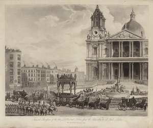 Amiral Lord Nelson'ın Admiralty'den St Paul Katedrali'ne cenaze töreni, City of London 9 Ocak 1806 (gravür)