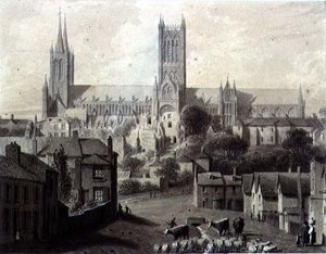 Güneyden Lincoln Katedrali by Augustus Charles Pugin
