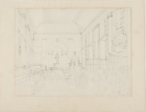 İngiltere Merkez Bankası Büyük Salon için Çalışma by Augustus Charles Pugin