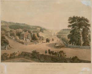ಹೈಗೇಟ್ ಆರ್ಚ್ವೇ ಟರ್ಕ್ನ ನೋಟ by Augustus Charles Pugin