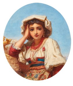 Bir İtalyan Kızın Başı (suluboya)