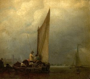 Mavnalı Bir Nehir Manzarası, c.1825 by Augustus Wall Callcott
