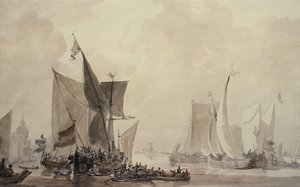 Hollanda nakliyeli Deniz Parçası (çizim) by Augustus Wall Callcott