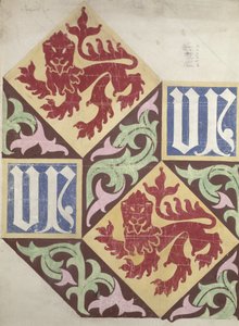 Parlamento Binaları için zemin tasarımı (kağıt üzerine guaj ve kurşun kalem) by Augustus Welby Northmore Pugin