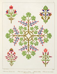 M. und N. Hanhart tarafından basılan gül motifli duvar kağıdı tasarımı by Augustus Welby Northmore Pugin
